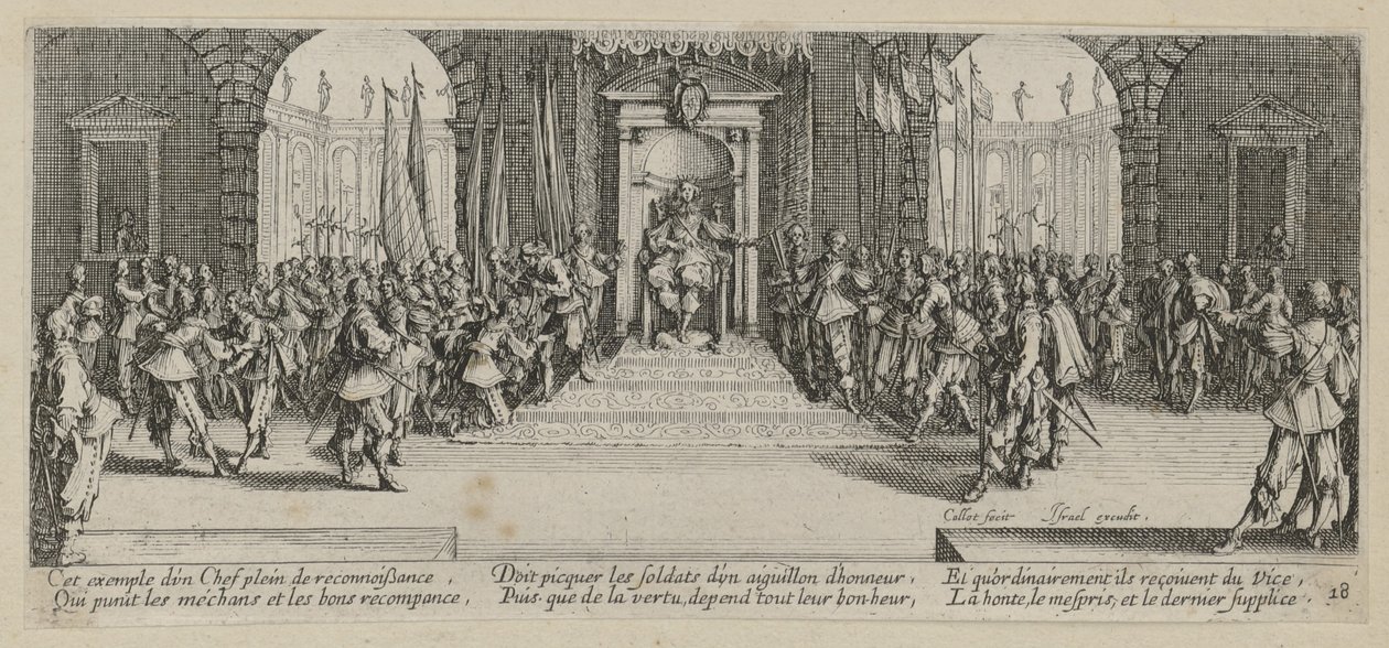 Udělení žoldu, list 18 ze série „Hrůzy války“ od Jacques Callot