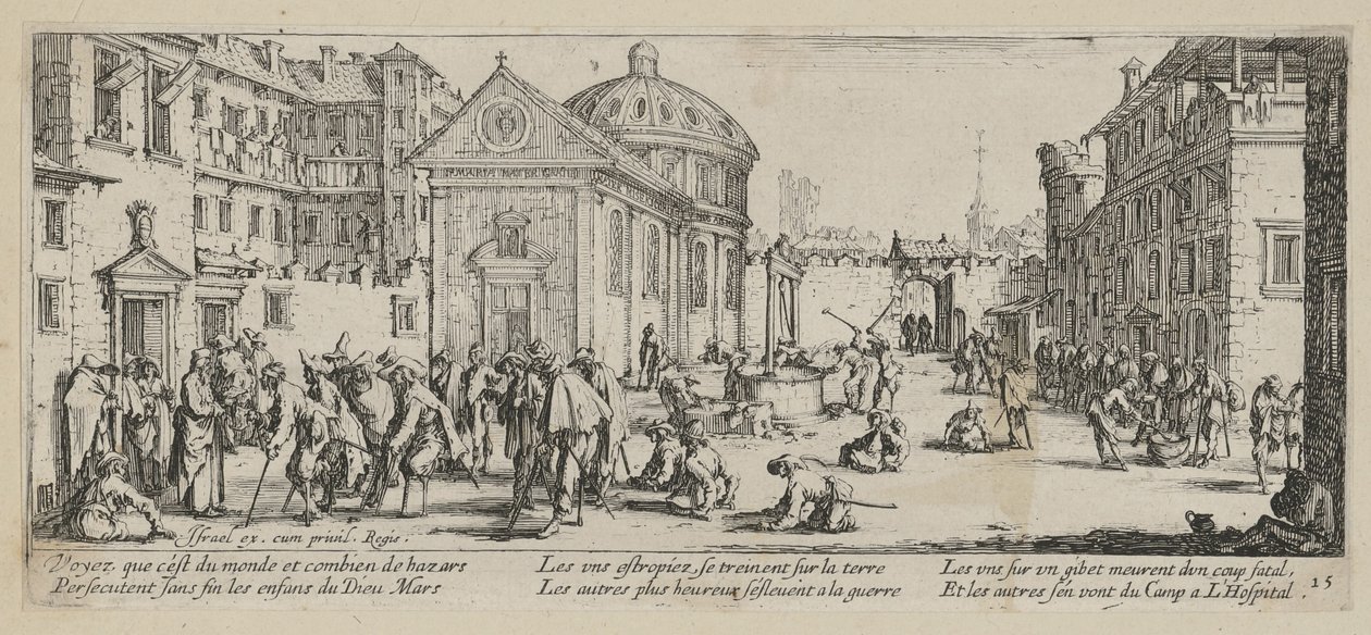 Nemocnice, list 15 ze série „Hrůzy války“ od Jacques Callot