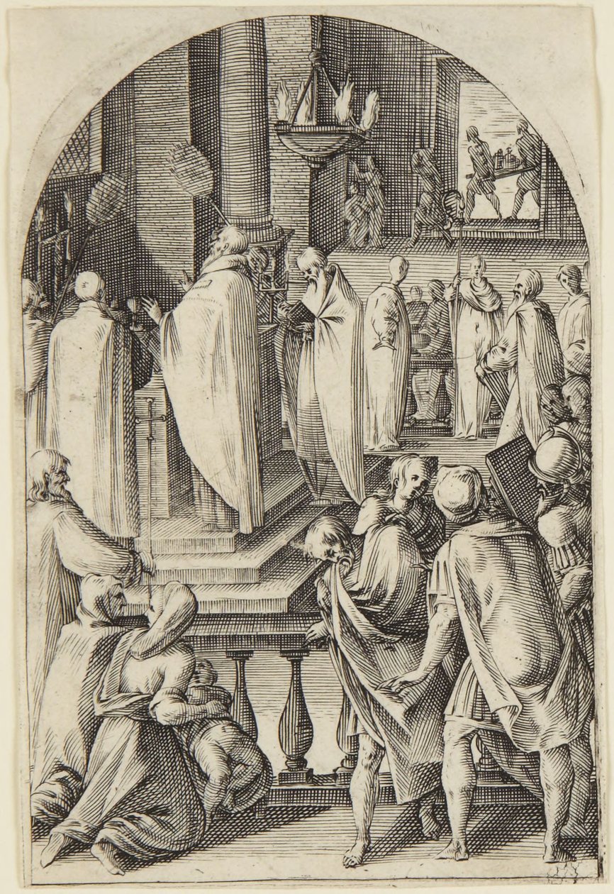 Svatý Basileios slavící oběť mše od Jacques Callot