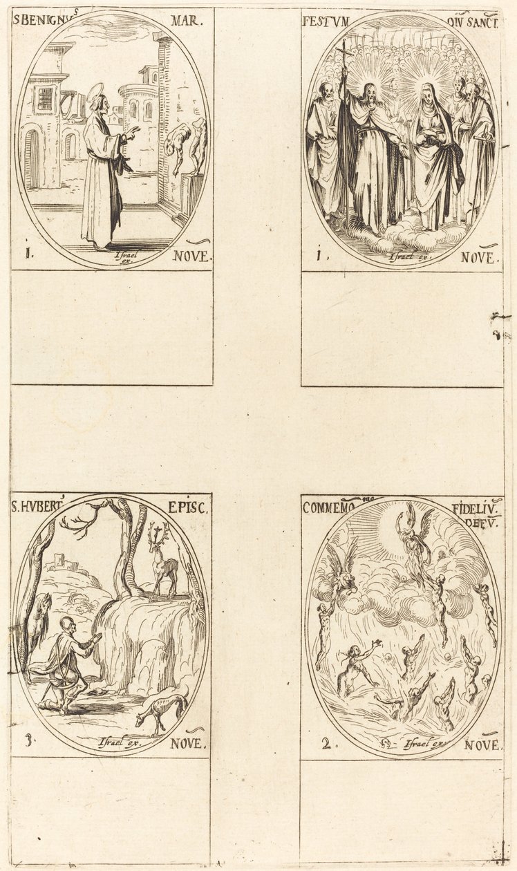 Svatý Benignus; Festival Všech svatých; Památka zesnulých; Svatý Hubert od Jacques Callot