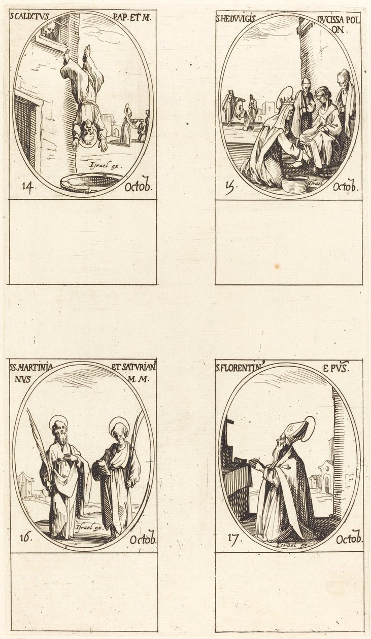 Svatý. Calixtus; Svatý. Hedviky; Svatí martinština a saturština; Svatý. florentský od Jacques Callot