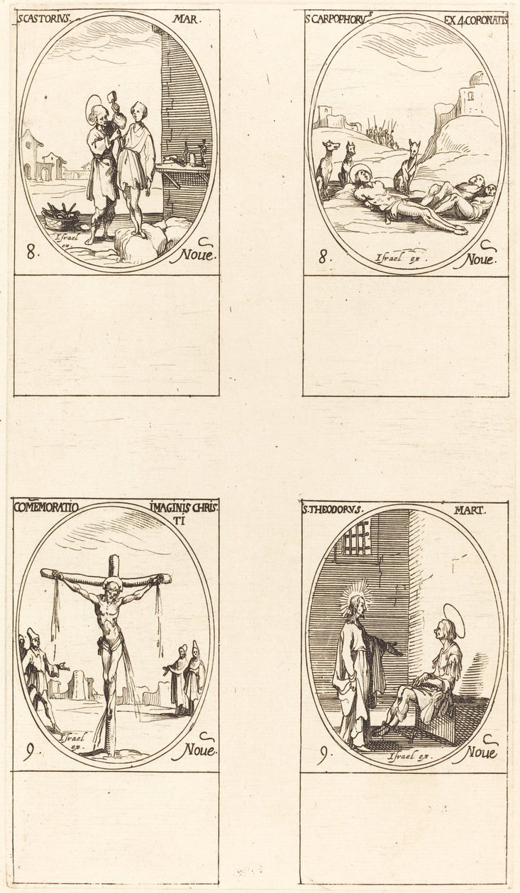 St. Castorius, St. Carpophorus & The Four Crown Martyrs, připomínka obrazu. od Jacques Callot