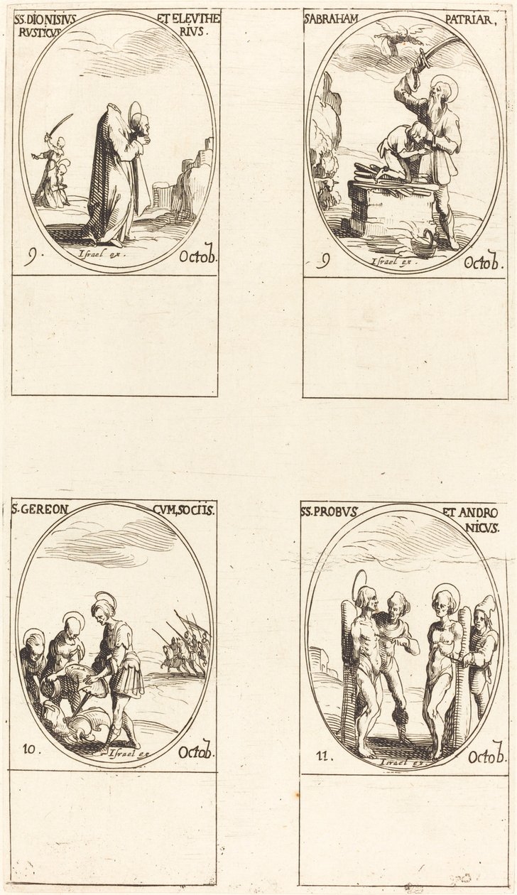 Svatý. Dionysius, Rusticus & Eleutherius; Svatý. Abraham; Svatý. Gereon & Companions; Svatí Pro od Jacques Callot