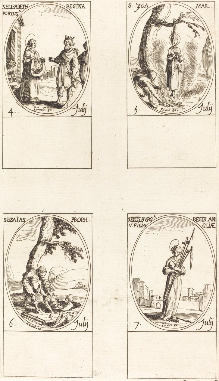 Svatá Alžběta Portugalská, sv. Zoe, svatý Izajáš, prorok, sv. Edelburge. od Jacques Callot