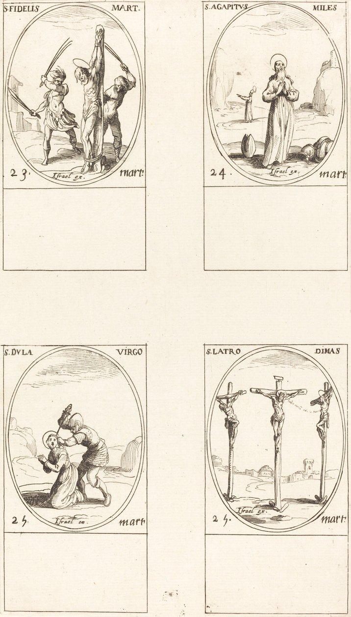 Svatý. Věřící; Svatý. Agapetus; Svatý. Dula; Svatý. Zloděj Dimas od Jacques Callot
