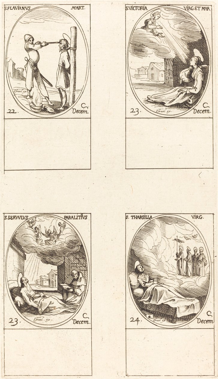 Svatý. Flavian; Svatý. Vítězství; Svatý. Služebník; Svatý. Tharsilla od Jacques Callot