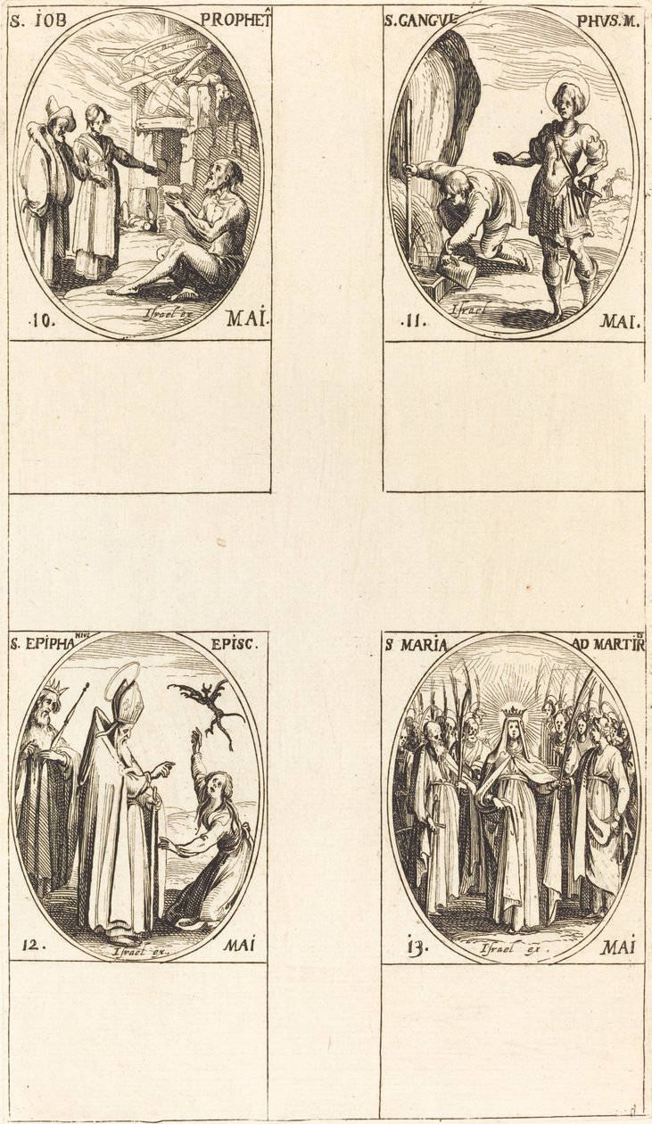 Sv. Job, prorok, svatý Gangulphus, svatý Epifanius, svatá Maria mučedníků. od Jacques Callot