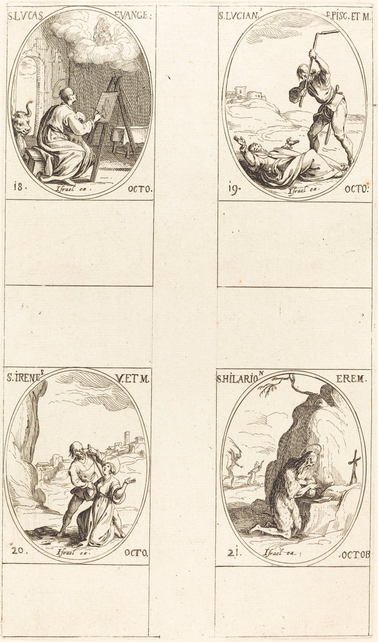 Svatý Lukáš; Svatý Lucián; sv. Irene; Svatý Hilarion od Jacques Callot