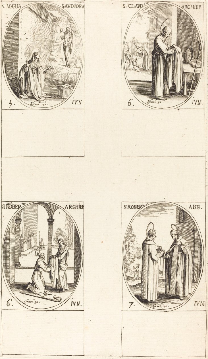 Svatý. Maria Gaudioru; Svatý. Claudius; Svatý. Norbert; Svatý. Roberte od Jacques Callot