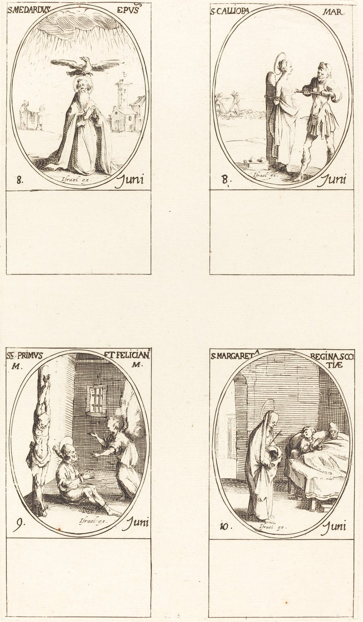 Svatý Medard; sv. Calliopa; Sts. Primus a Felician; Svatá Markéta Skotská od Jacques Callot