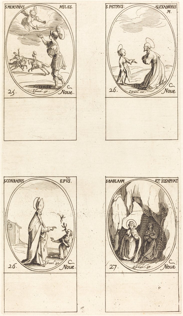 Svatý Merkur; Svatý Petr Alexandrijský; Svatý Konrád; Sts. Barlaam a Josafat od Jacques Callot