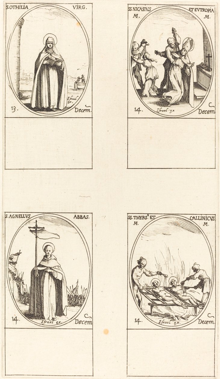 Svatá Othilie; Sts. Nicasius & Eutropia; Svatý Agnelus; Sts. Thyrs