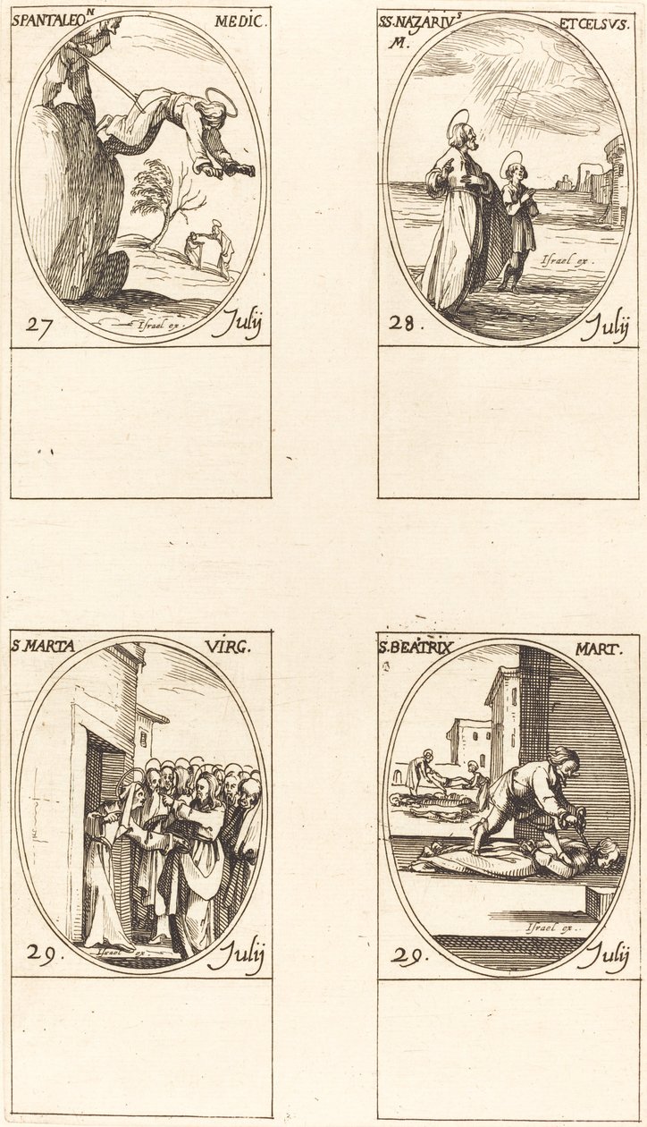 Svatý Pantaleon; Sts. Nazarius a Celsus; Svatá Marta; Svatá Beatrice od Jacques Callot