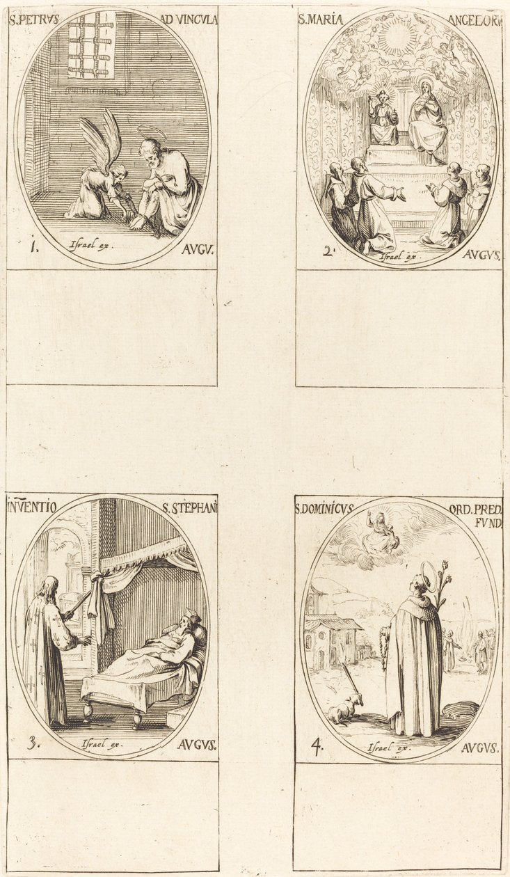 svatý Petr, apoštol; Svatá Marie Andělská; Objev těla svatého Štěpána; Sv. Dom od Jacques Callot