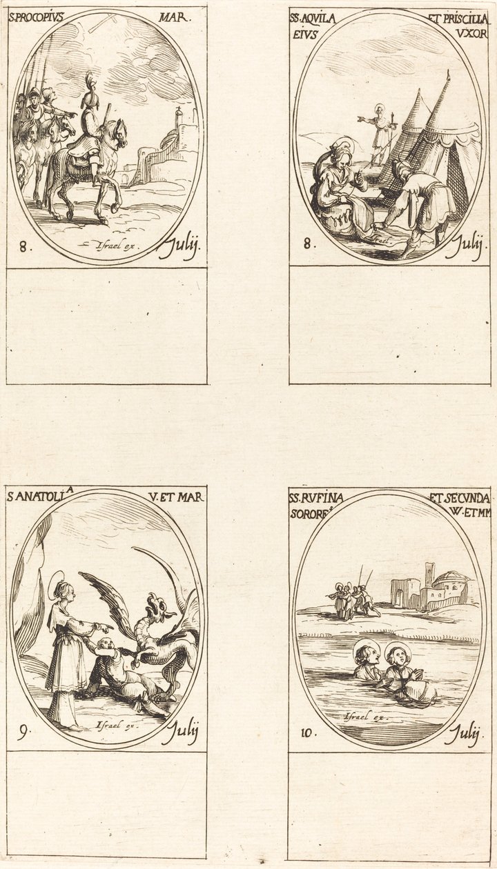 Svatý Prokop; Sts. Aquila a Prisca; Svatá Anatolie; Sts. Rufina a Secunda od Jacques Callot
