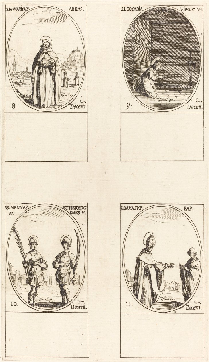 sv. Romaricus; Svatá Leocadia; Sts. Mennas a Hermogenes; Svatý Damasus od Jacques Callot