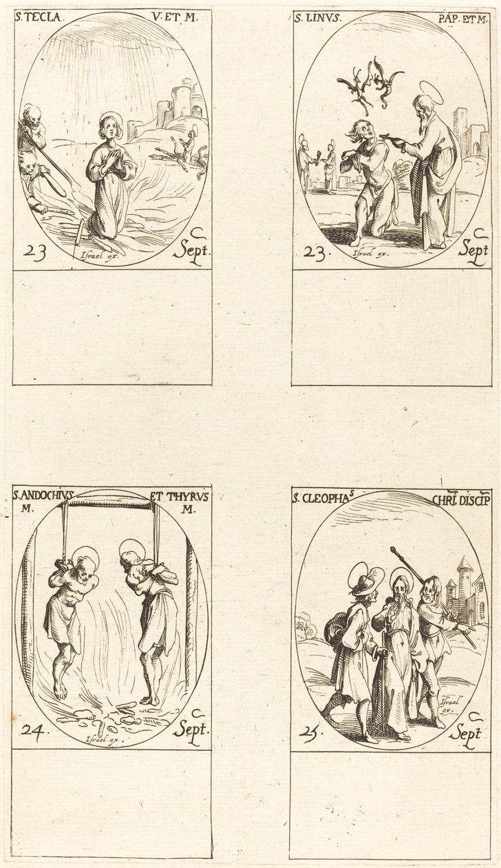 Svatý. Thecla, St. Linus, sv. Andochius a Thyrsus, sv. Kleofáš od Jacques Callot