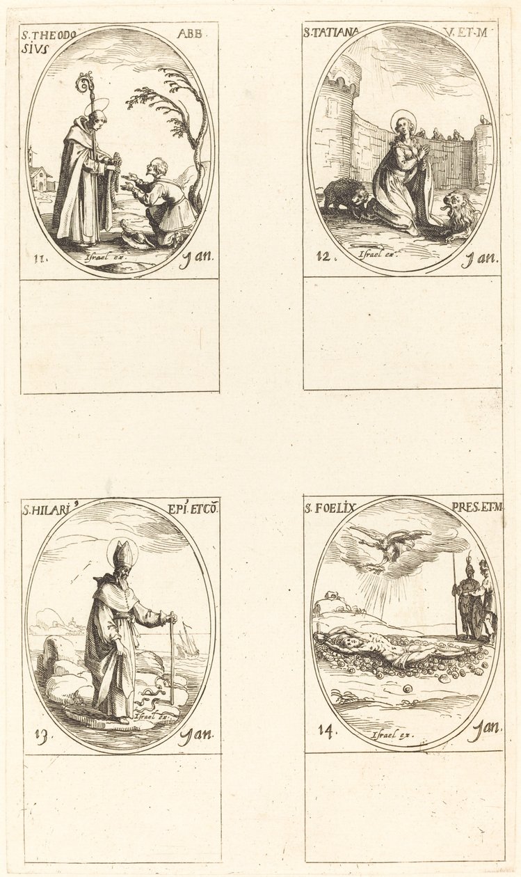 Svatý Theodosius; Svatá Taťána; Svatý Hilary; Svatý Felix od Jacques Callot