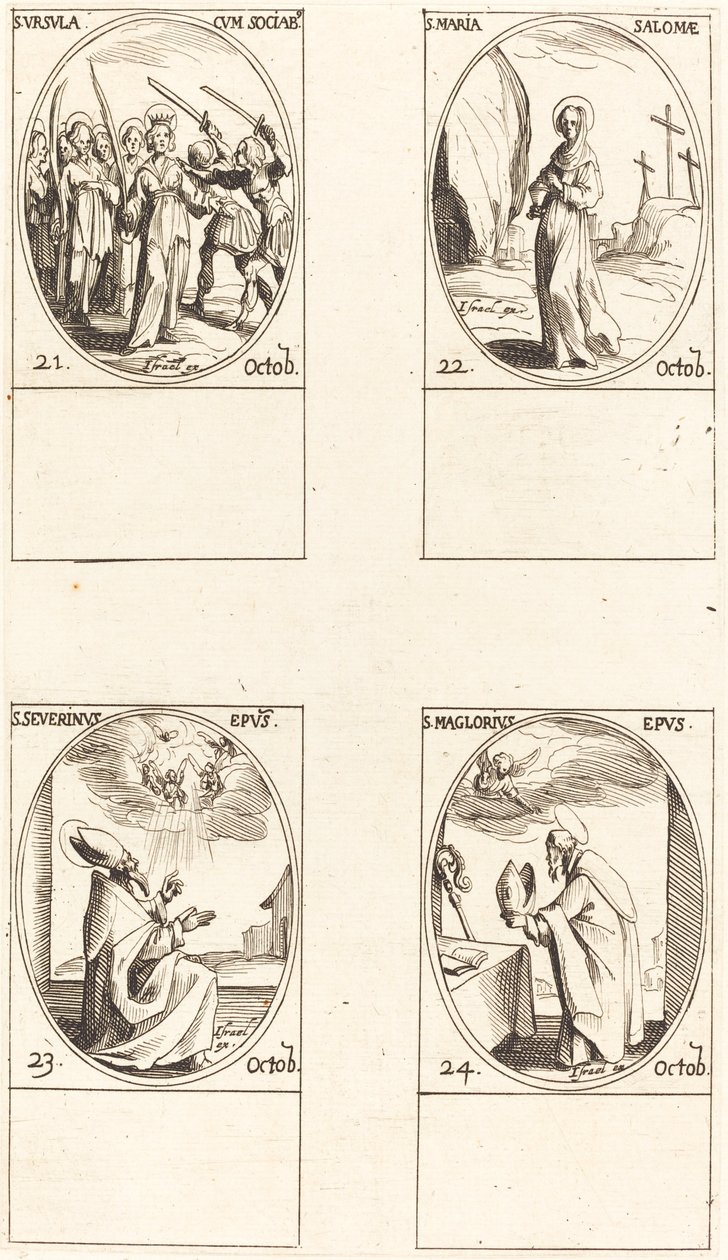Svatá Uršula a tovaryši; Svatá Marie Salome; Svatý Severinus; Svatý Maglorius od Jacques Callot