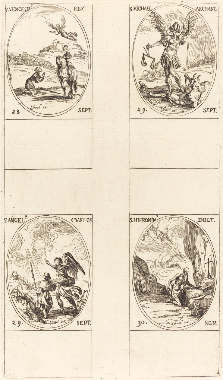 Svatý Václav; Svatý Michal, archanděl; Anděl strážný; Svatý Jeroným od Jacques Callot