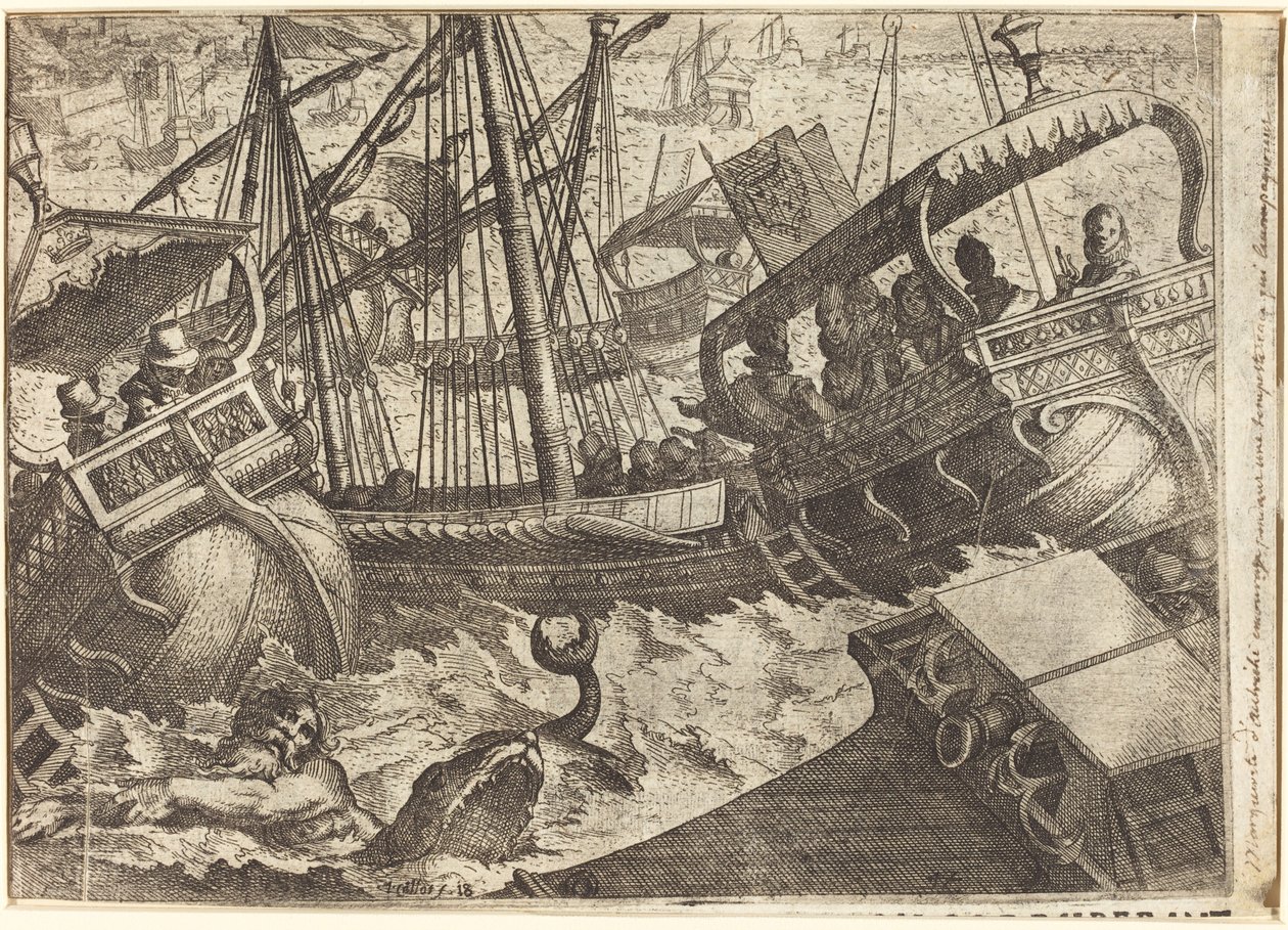 Bouře u pobřeží Barcelony [recto] od Jacques Callot