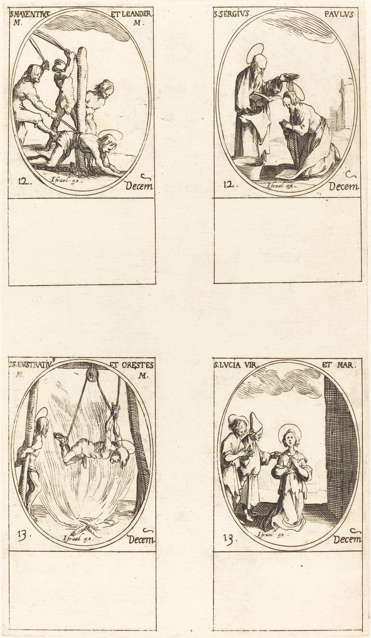 Sts. Maxentius & Leander; Sts. Sergius & Paul; Sts. Eustratius & Orestes; Svatá Lucie od Jacques Callot