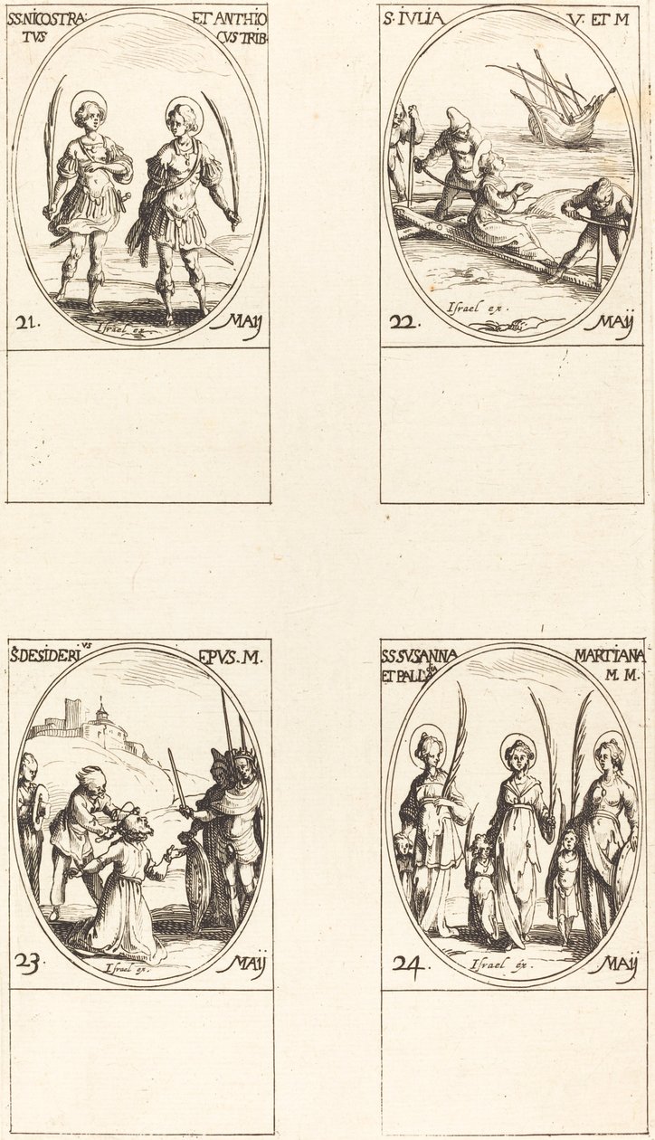 Svatí Nicostratus a Antiochus; Svatý. Julie; Svatý. Touha; Svatí Susanna, Palladia, an od Jacques Callot