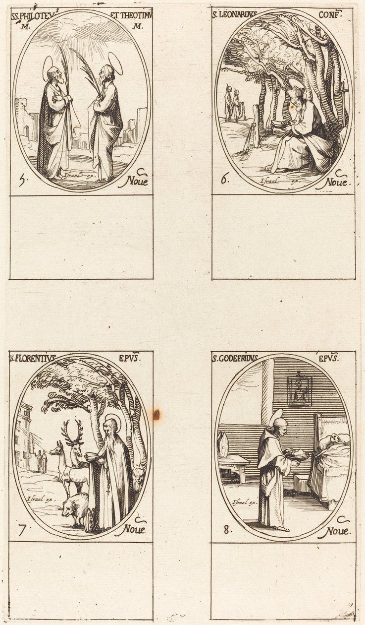 Sts. Filoteus a Theotimus; Svatý Leonard; Svatý Florentinus; Svatý Godfrey od Jacques Callot