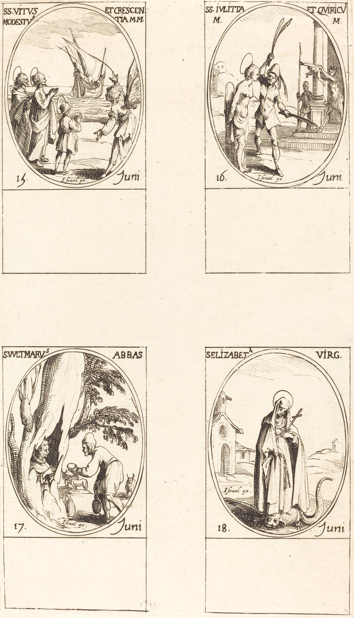 Svatí Vine, Modest, & Growth; Svatí Julie & Quiricus; Svatý. Dědeček, opat; Svatý. E od Jacques Callot