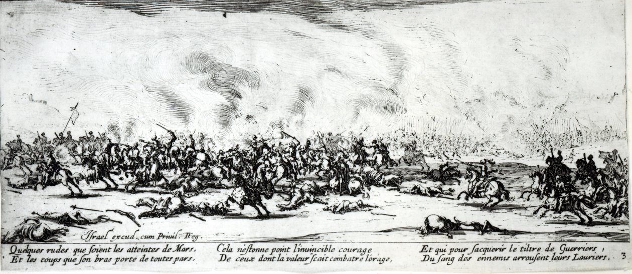 Bitva, deska 3 z knihy "Bída a neštěstí války", vyryl Israel Henriet (asi 1590-1661) 1633 od Jacques Callot