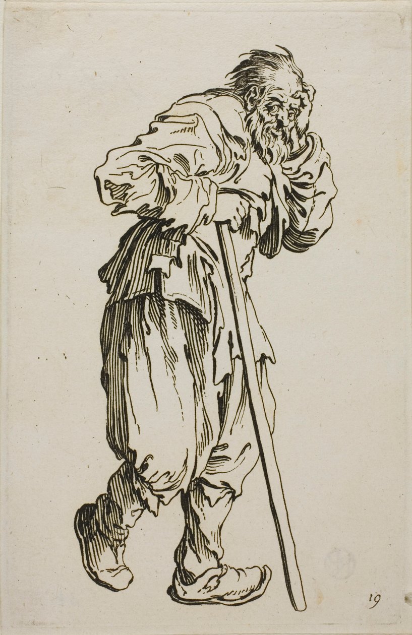 Žebrák o berlích, deska šestnáct z The Beggars od Jacques Callot