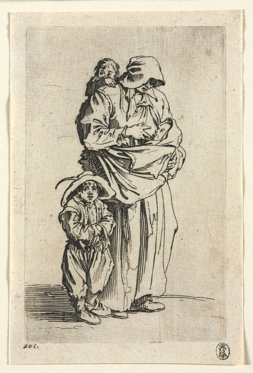 Žebráci: Matka a její tři děti, c. 1623. od Jacques Callot