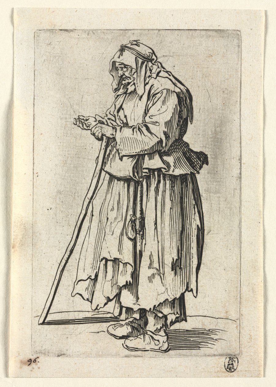 Žebráci: Žebrácká žena přichází pro almužnu od Jacques Callot