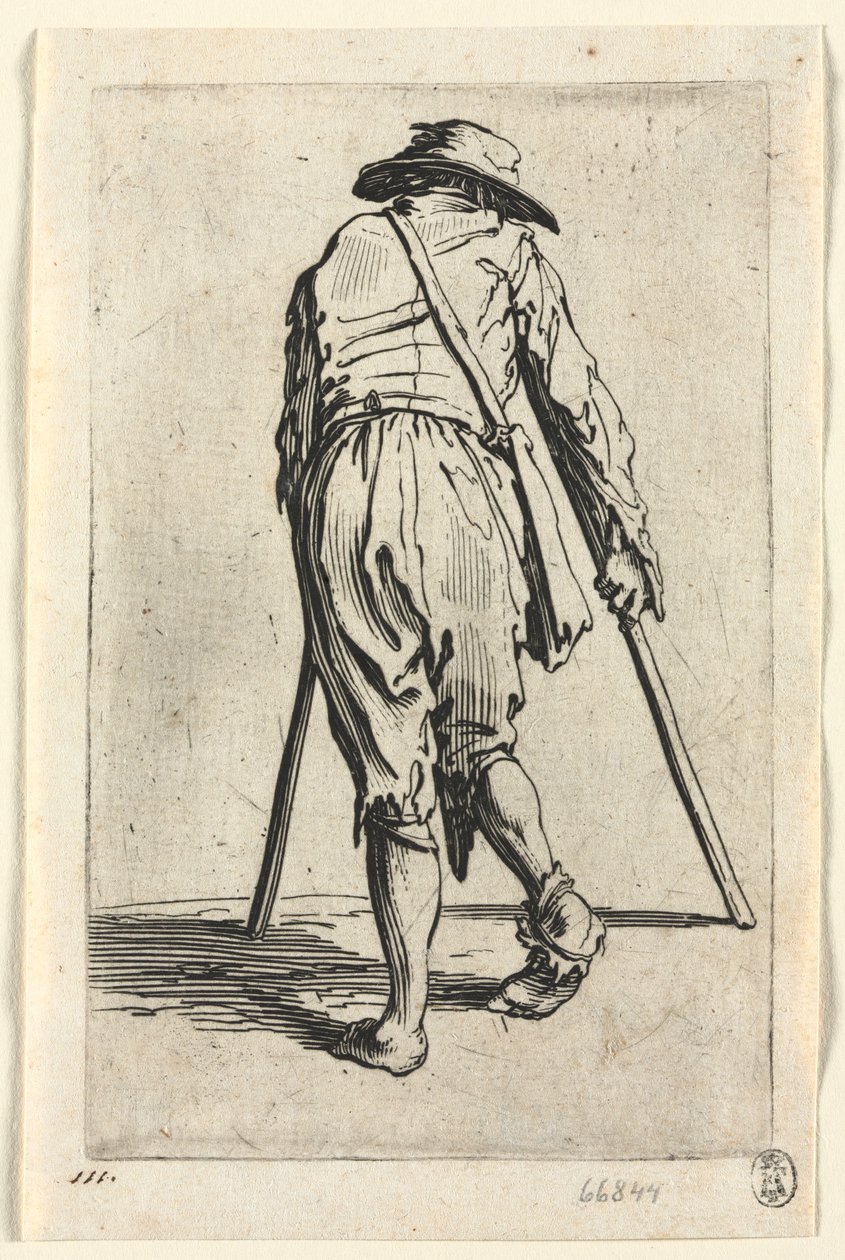 Žebráci: Žebrák o berlích, nosící klobouk od Jacques Callot