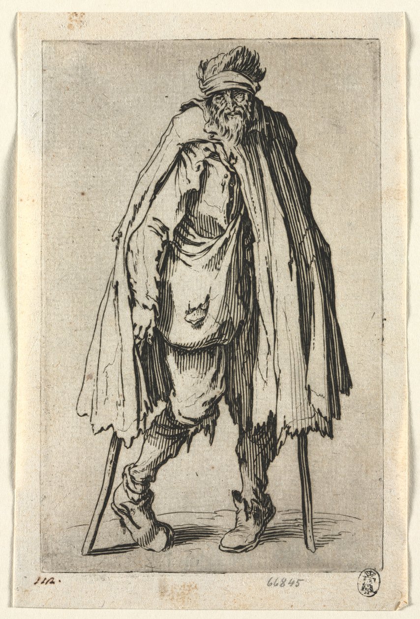 The Beggars: Žebrák o berlích s taškou od Jacques Callot