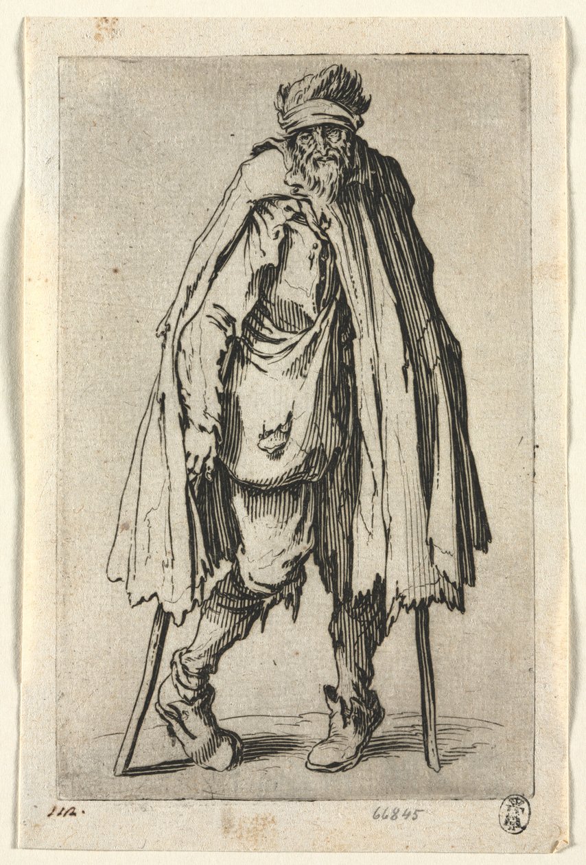 The Beggars: Žebrák o berlích s taškou, c. 1623. od Jacques Callot