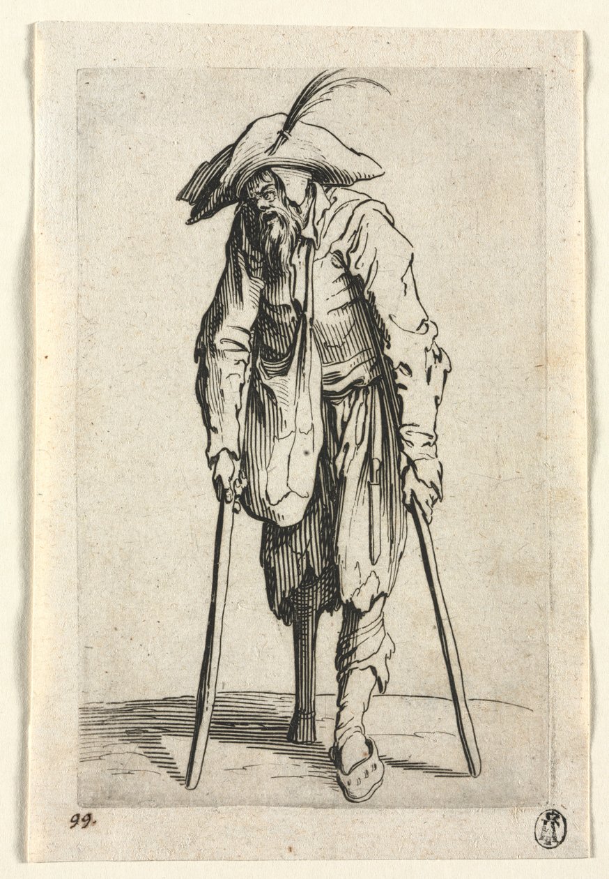 The Beggars: Žebrák s dřevěnou nohou, c. 1623. od Jacques Callot
