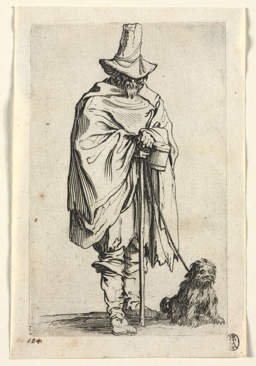 Žebráci: Slepý muž se svým psem, c. 1623. od Jacques Callot