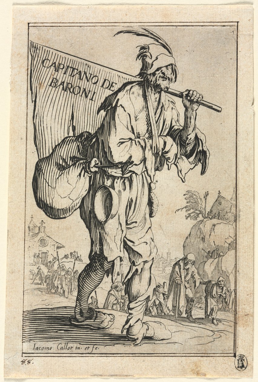 The Beggars: Frontispiece: Captain of the Barons, c. 1623. od Jacques Callot