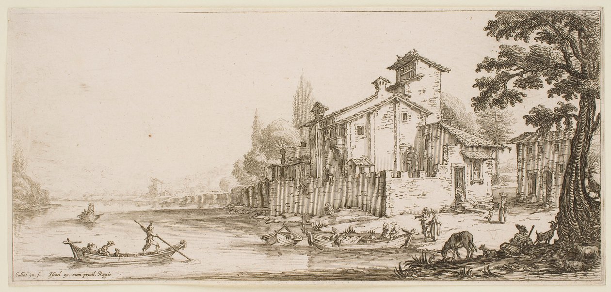 Plavba lodí, ze série „Krajiny Florencie“ od Jacques Callot