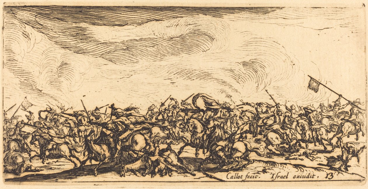 Kavalerie boj s meči od Jacques Callot