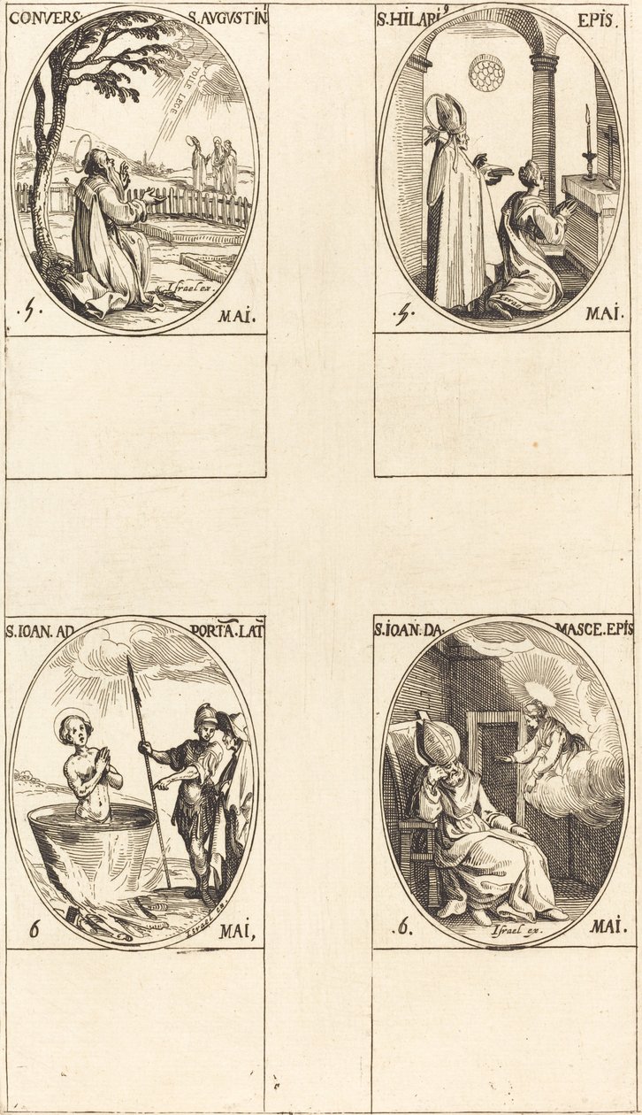 Obrácení svatého Augustina; Svatý Hilary; Svatý Jan před latinským portálem; Svatý Jan z Damašku od Jacques Callot