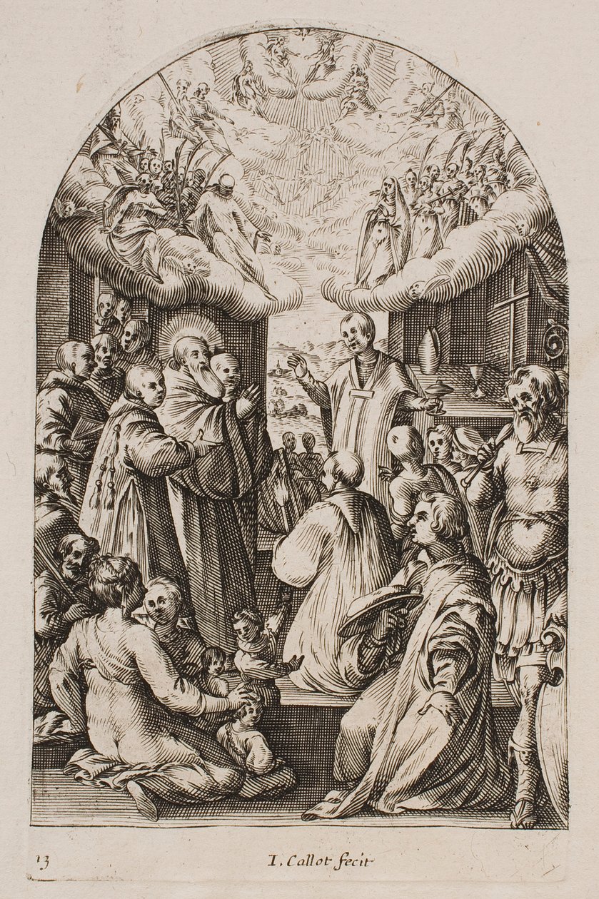Smrt svatého Benedikta, ze série „Obrazy Říma“ od Jacques Callot