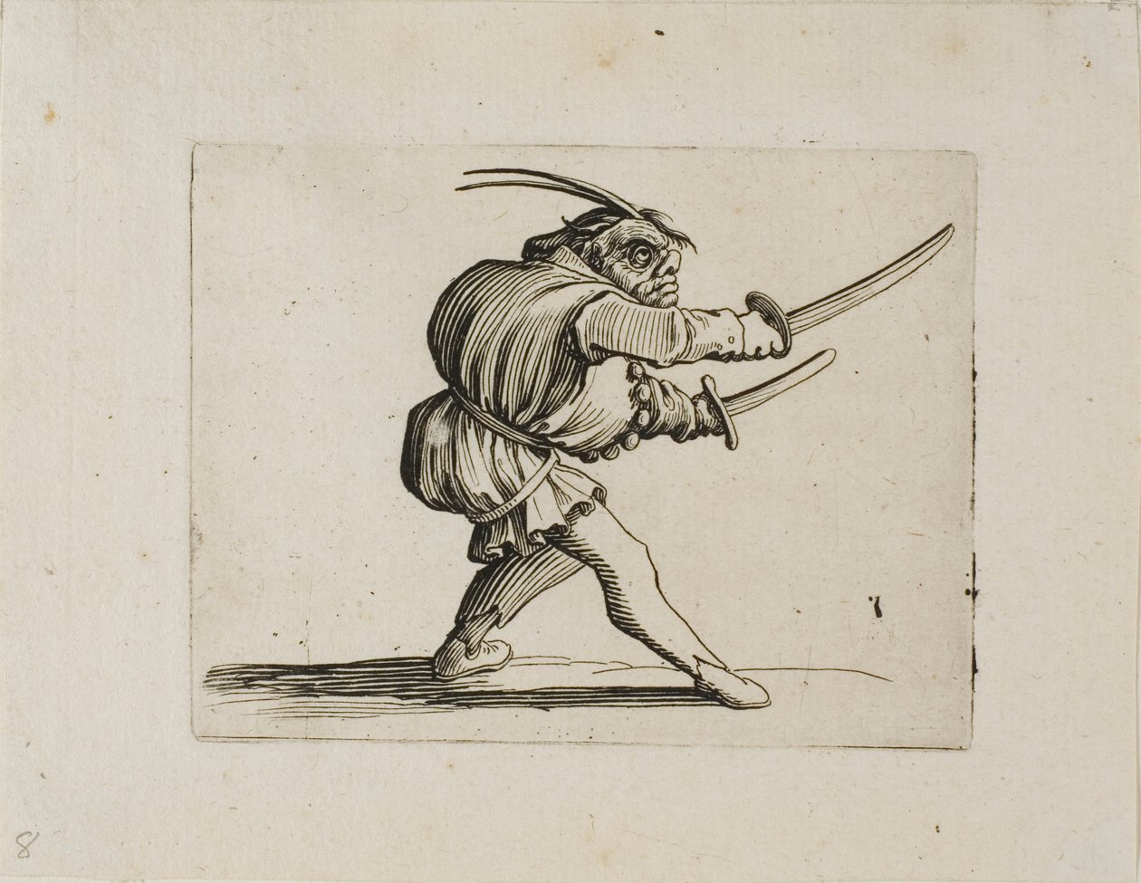 Duelist se dvěma meči, od Varie Figure Gobbi od Jacques Callot