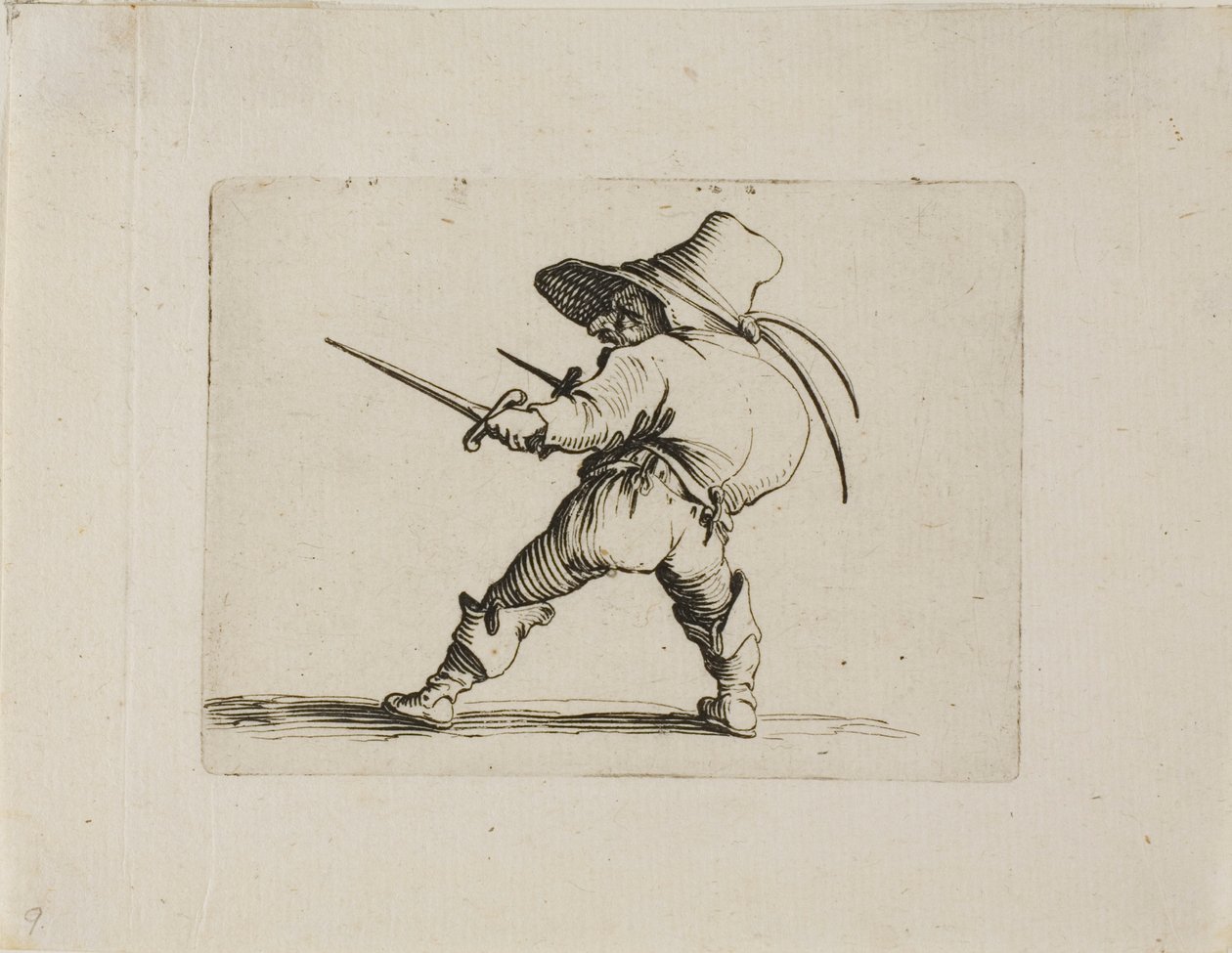 Duelist s mečem a dýkou, od Varie Figure Gobbi od Jacques Callot