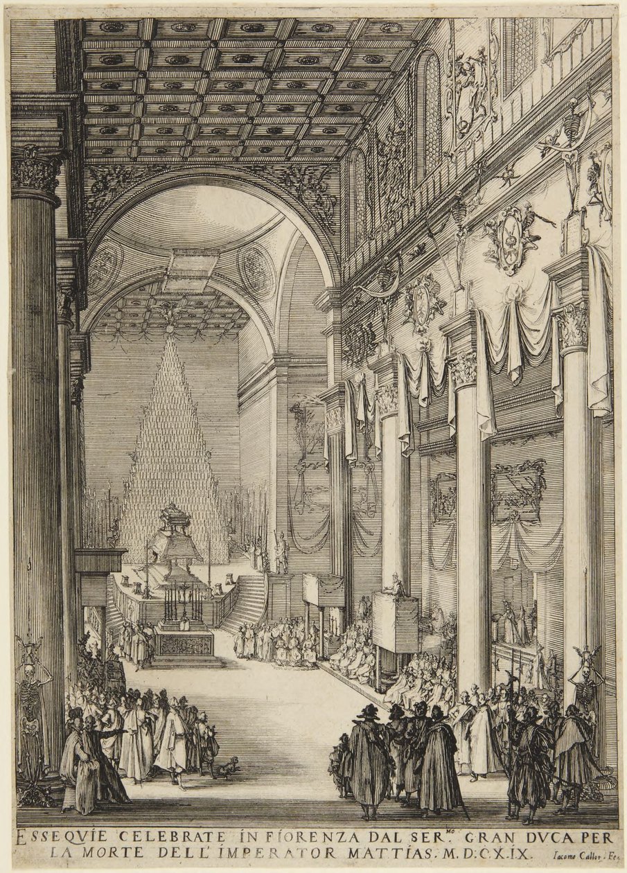 Císař Matouš vystaven v rakvi od Jacques Callot