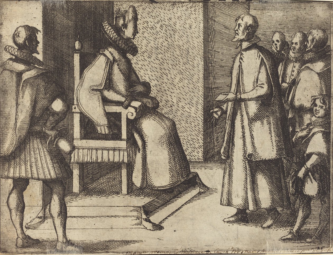 Vyslanec Toskánska děkuje královně [verso], 1612. od Jacques Callot