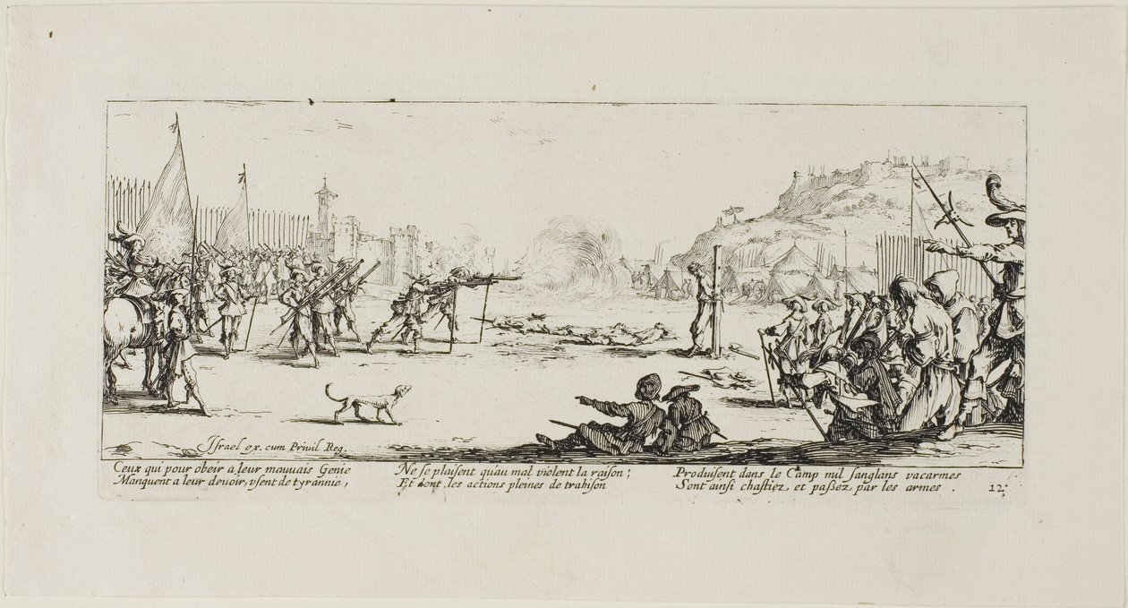 The Fire Squad, deska dvanáct z The Miseries of War od Jacques Callot