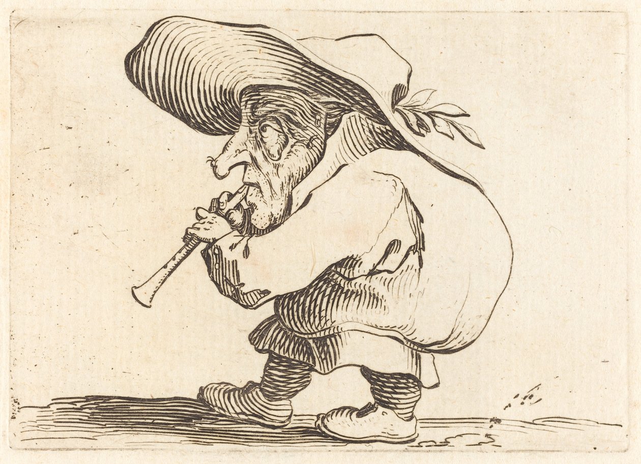 Flageolet Player, c. 1622. od Jacques Callot