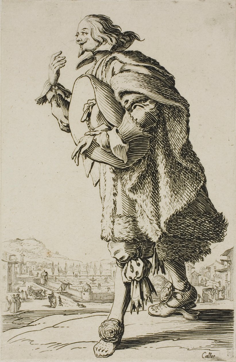 Generál, který salutuje a drží klobouk pod paží, deska druhá z knihy La Noblesse od Jacques Callot